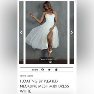 SELFIE LESLIE FLOATING BY PLEATED
NECKLINE MESH MIDI DRESS
WHITE